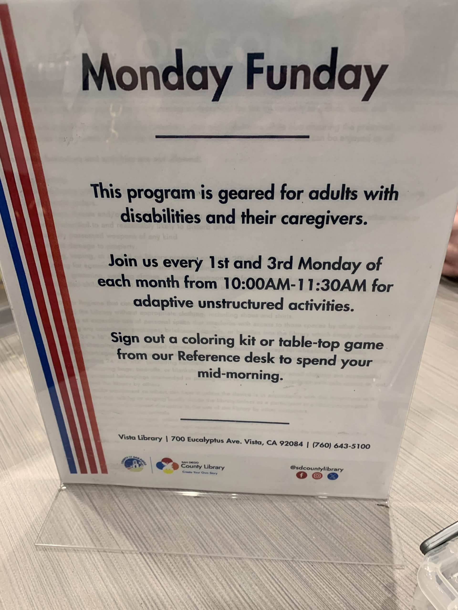 Flyer for Monday Funday Event