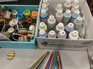 Supplies for ceramics class at the Vista Library
