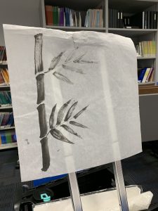 Black Ink drawing for April 2025 at the Vista Library