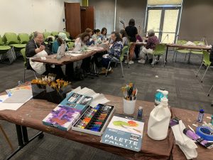Students painting in Vista Library art class