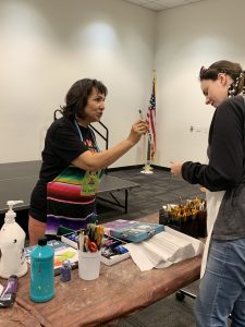 Students painting in Vista Library art class