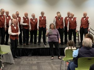 The Music Men acapella group at the Vista Library for the monthly concert