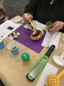 Adding the final touches to an appetizer