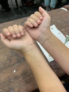 Participant practicing on her wrists