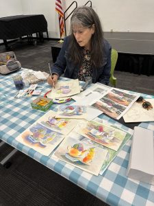 Watercolor painting at the Vista Library